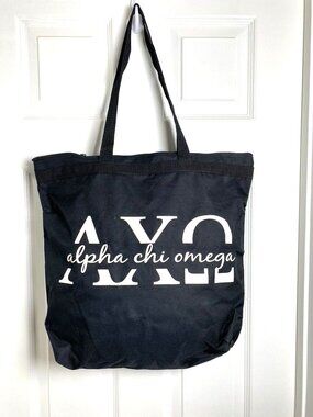 AXO Alpha Chi Omega Greek Sorority Tote Zip Bag University College  B41